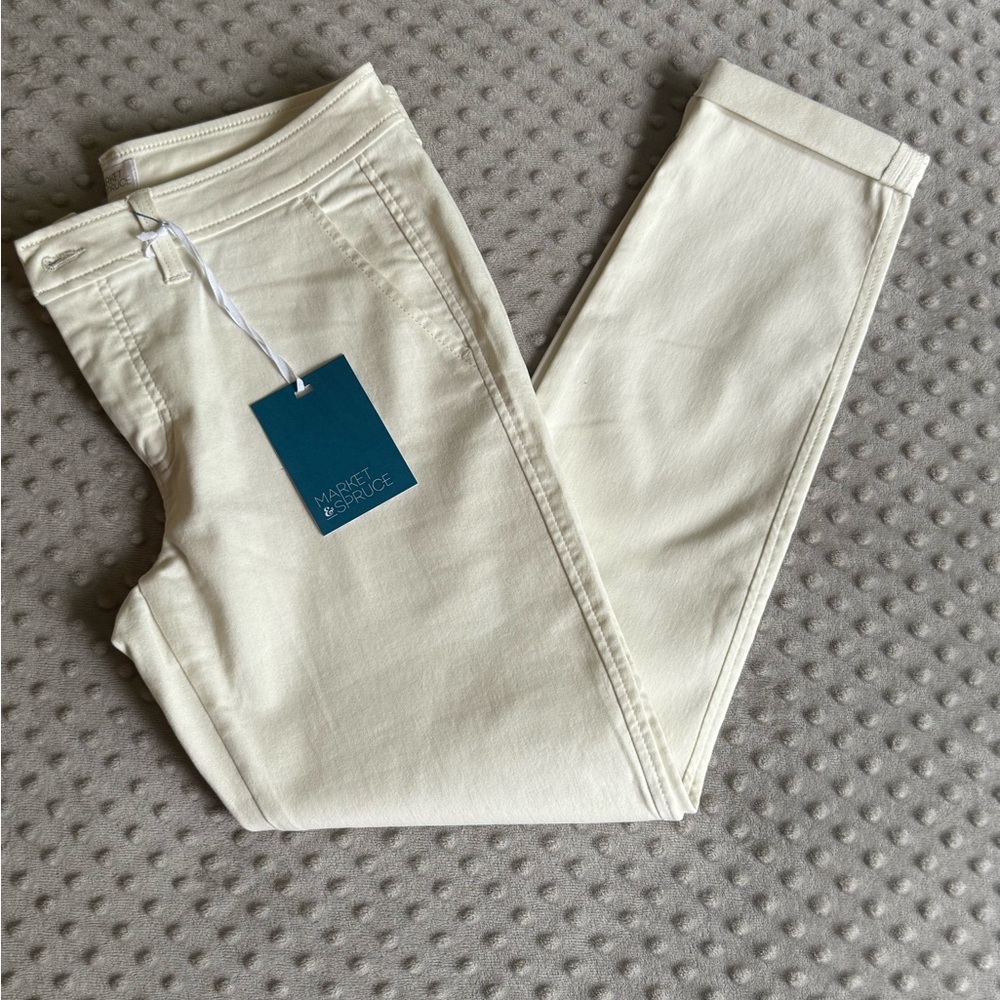 Market & Spruce Cream Skinny Jeans Minimalist Design